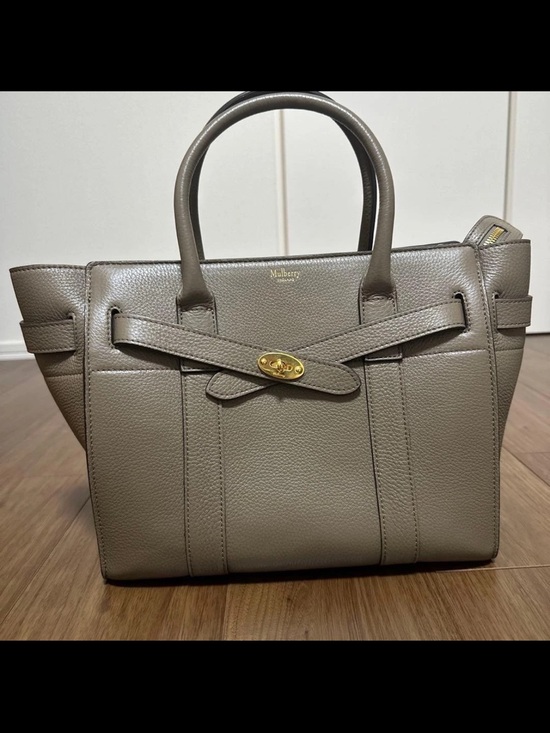 Mulberry Handbags - Mulberry Taupe Gray Leather Small Satchel with Gold Hardware